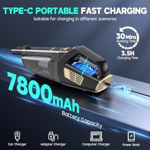 CKIKH Handheld Vacuum Cordless, 15000PA Hand Held Car Vacuum Cleaner - Image 4
