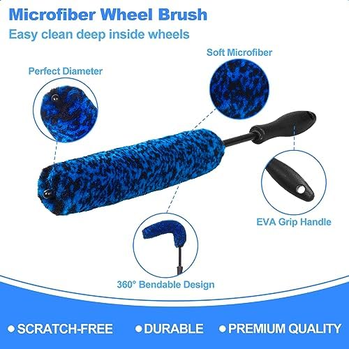 10Pcs Wheel Brush Kit for Cleaning Wheel and Tire, Wheel and Rim Brush, Car Detailing Brushes, Tire Brush, Bendable & Durable Car Wheel Rim Cleaner Brush Set,Car Cleaning Brush Supplies Kit - Image 3