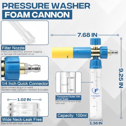 FIXFANS Pressure Washer Gun with Mini Foam Cannon, Dual Connector Accessory - Image 2