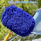 57'' Car Wash Brush with Long Handle Chenille Microfiber Car Wash Kit Mitt Retractable Bent Pole Car Wash Mop for Cars RV Truck Boat (Blue-2) - Image 4