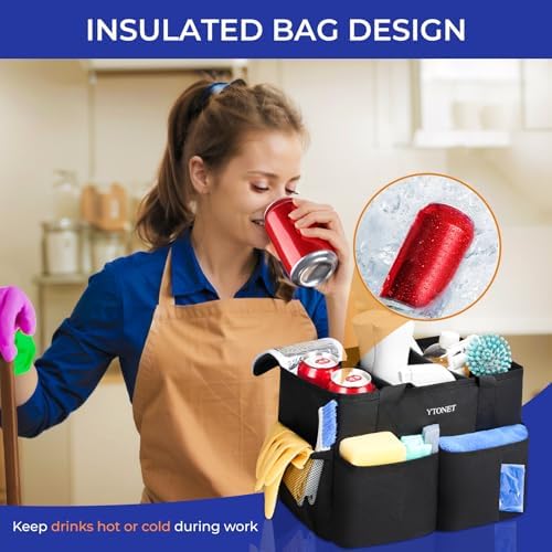 Ytonet Cleaning Caddy, Water Resistant Cleaning Supplies Organizer, Black - Image 3