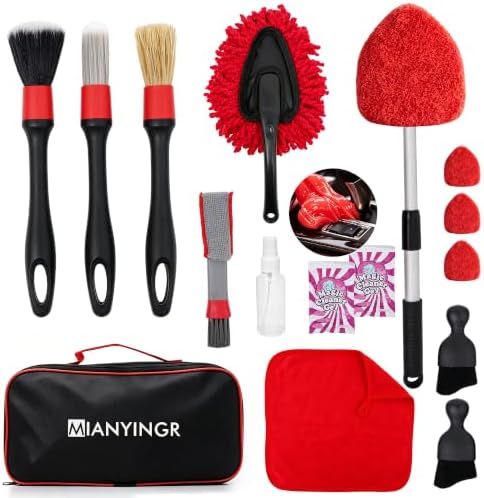 Windshield Cleaner Tool, 17Pcs Red Car Interior Detailing Kit by Unknown