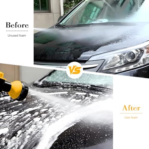 Car Wash Foam Gun, High Pressure Vehicle Wash Soap Sprayer with 8 Adjustable Watering Patterns, Automotive Hose Nozzle Foam Blaster, Universal for Automobile RV Truck (Yellow) - Image 5