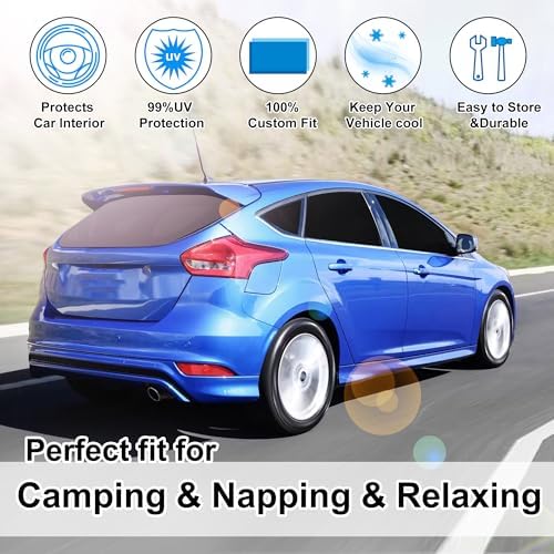 TINGLU Window Shades for Ford Focus 2014-2018 Hatchback Accessories Car Side Full Windows Rear Triangular Windshield Sun Shade Sun UV Rays Privacy Protection 8PCS - Image 6