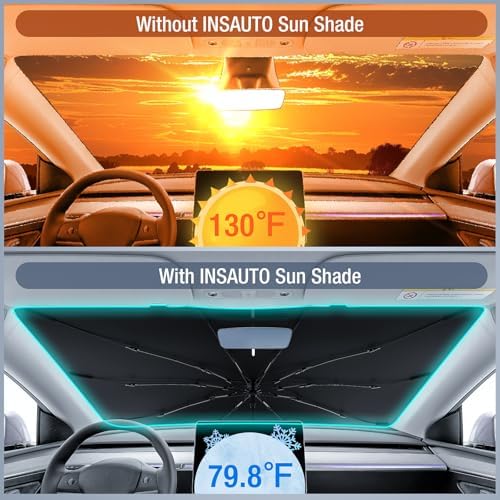 INSAUTO Custom Fit Windshield Sun Shade Umbrella for Mazda CX-5 2017-2025, Easy Fold & Store, Comes with Bag, UV & Heat Reflective, Keeps Your Car Cool - Image 2