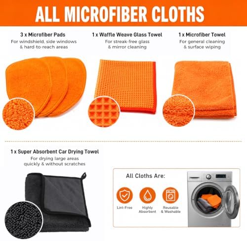 XINDELL Interior Windshield Cleaner Tool, Extendable Car Window Cleaning Kit with 360° Rotating Head - Image 7
