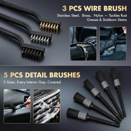 VCANENERGY 29PCS Car Cleaning Kit Interior Detailing for Men Women（Grey） - Image 6