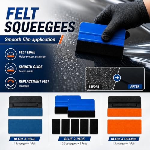 60 Pcs Vinyl Wrap Tool Kit for Car Wrapping, Window Tint Kit with Felt Squeegees, 6 Magnetic Holders, Film Cutter, Utility Knife, Scrapers & Storage Bag for Auto Vinyl, PPF, Decals - Image 4