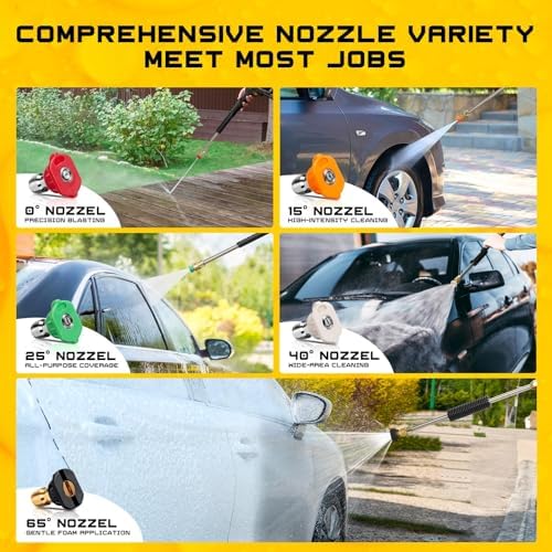 Foam Cannon for Pressure Washer, 1L Bottle Snow Foam Cannon with 5 Pressure Washer Nozzle Tips, 1/4 Inch Quick Connector, Compatible with Gas Pressure Washers&Electric Pressure Washers - Image 3