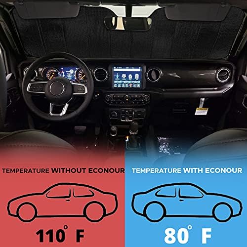 EcoNour Accordion Windshield Sun Shade for Jeep Wrangler | Car Shade Front Windshield Designed for Jeep Wrangler| Dashboard Sun Visor for UV and Heat | XS 53 x 17 inches - Image 5