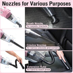 Pink Car Cleaning Kit, 25Pcs Detailing Kit Interior with 4-in-1 Power Handheld Vacuum Cleaner, Detailing Brush Set, 2-in-1 Windshield Cleaner Tool, Car Accessories for Cleaning, Gift for Women - Image 4