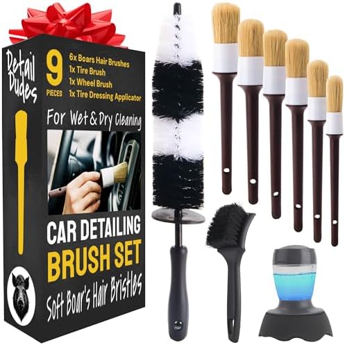 Car Detailing Brush Set 9-pc, Car Detailing Kit Interior by Detail Dudes by DetailDudes