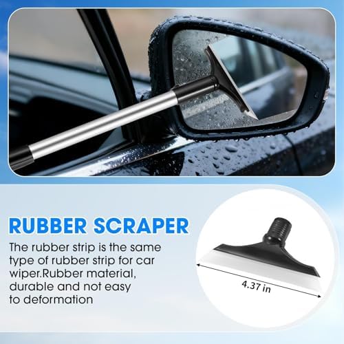 Windshield Cleaner Tool, Car Interior Cleaning Kit with Extendable Handle and 3 Reusable Microfiber Pads, Auto Glass Wiper and Detailing Brush Kit for Car & Home Window, Blue - Image 4