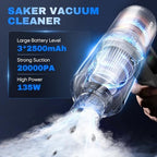 Saker 4 in1 Handheld Car Vacuum Portable Cordless 20000Pa HL157 Silver - Image 2