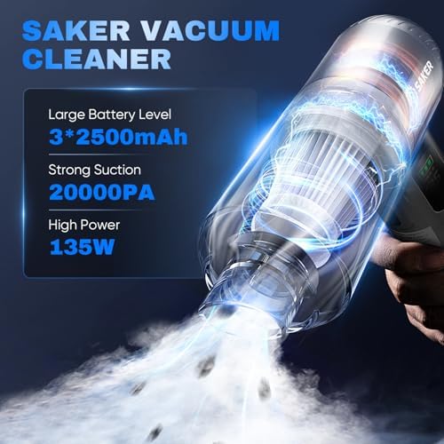 Saker 4 in1 Handheld Car Vacuum Portable Cordless 20000Pa HL157 Silver - Image 2