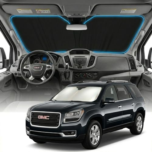 for GMC Acadia Sun Shade Windshield Cover - Custom Fit Acadia Accessories 2017-2023 Sunshade Foldable UV Protection & Heat Shield Sun Visor Accessories by Unknown