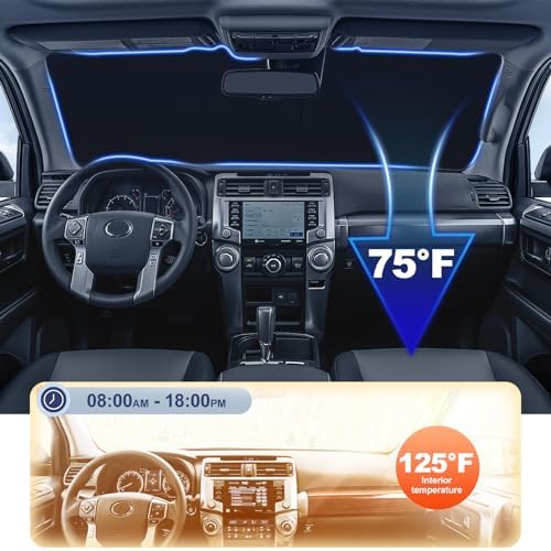 Custom Fit Windshield Sunshade Compatible with Toyota 4Runner 2010-2022 2023 2024 Accessories Blocks UV Rays Sun Visor Protector Folding Front Window Sun Shade Cover Keep Your Car Cooler - Image 4