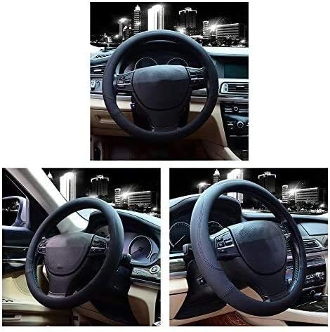 Microfiber Leather Steering Wheel Cover Large-Size for F150 F250 F350 Ram 4Runner Tacoma Tundra Range Rover Model S X with 15 1/2 inches-16 inches Outer Diameter (Black) - Image 5