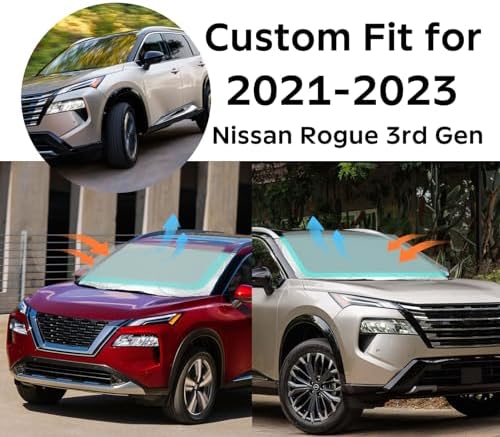 INSAUTO for Rogue Windshield Sun Shade Sunshade Foldable for Nissan Rogue 2014-2020 Windshield Cover Sun Visor Custom Fit for 2021-2023 Nissan Rogue 3rd Gen Accessories Blocks UV Rays Protector - Image 2