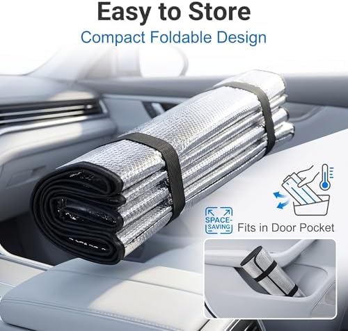 1 PC Car Windshield Cover, Foldable Sunshade for Front Window, Reflective Heat & Privacy Protection, Universal for Most Cars, Trucks, SUVs (Silver) - Image 5