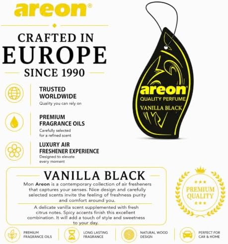 AREON MON MA31 Hanging Best Car Air Freshener Vanilla Black Scent, Paper Hanging Ornaments, Long Lasting Scent for Car or Home 12 Pack - Image 6