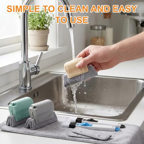 8-Piece Set with 3 Brushes and 2 Scrapers, Window Track Cleaner, Window Track Cleaning Tools for Window Sill Cleaning,Plastic Material Design for Home Maintenance - Image 5