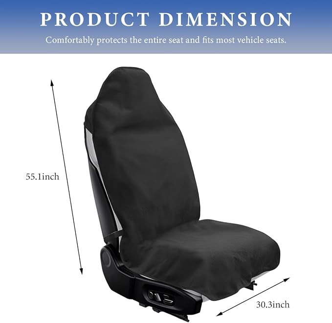 Car Towel Seat Cover, Waterproof Sweating Towel Non-Slip Front Seat Protector, Universal Soft Carseat Protective Cover for Gym Workout Running Swimming, Car Accessories (Black) - Image 2