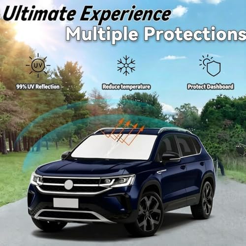 Windshield Sun Shade for Volkswagen VW Taos 2022 2023 2024 2025 - Image 3