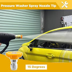 15° Yellow Pressure Washer Nozzle Tips for Cleaning Cars, Driveways - Image 2