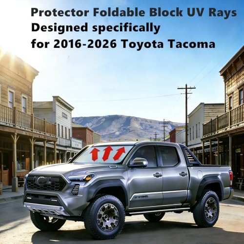 Windshield Sun Shade for 2016-2026 Toyota Tacoma SR SR5 TRD Sport TRD Off‑Road Trail Special Edition Limited TRD Pro Pickup Sunshade 240T Custom Fit Front Windshield Sunshade - Image 2