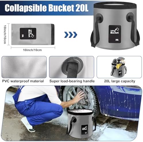 21Pcs Car Cleaning Kit with High Power Handheld Vacuum, Car Wash Mop with Long Handle, Bucket, Detailing Brush Set, Windshield Cleaner, Complete Interior Exterior Washing Supply for Men Women - Image 4
