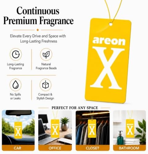 AREON X Paradise Yellow Fresh Paper Hanging Car Air Freshener - Pack of 12 - Image 5