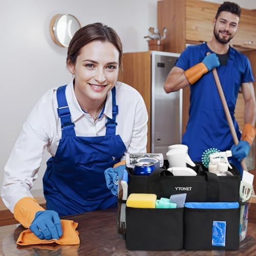 Ytonet Cleaning Caddy, Water Resistant Cleaning Supplies Organizer, Black - Image 6