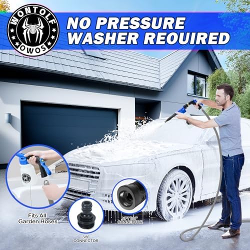 Car Wash Foam Gun Foam Sprayer - Foam Cannon Garden Hose- Car Wash Kit - Snow Foam Blaster with Microfiber Wash Mitt + Storage Bag - Car Accessories for Men - Image 2