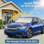Windshield Sun Shade for Honda Civic 2016-2021 Accessories 4-Layer 240T Front Window Shade Custom Fit Civic Sun Visor Foldable Shade Blocks UV Rays - Image 2