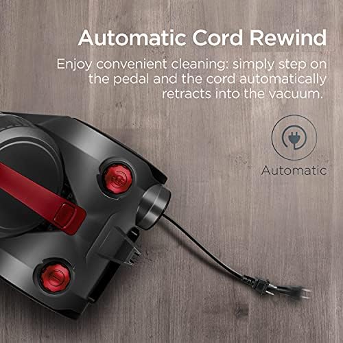 Eureka Bagless Canister Vacuum Cleaner, Lightweight Vacuum for Home, Red - Image 3