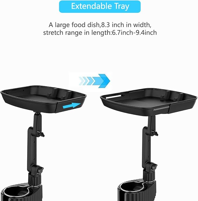 4-in-1 Car Cup Holder Expander Tray,Detachable Car Food Tray Retractable with Dual Cup Holder, Phone Holder, 360°Rotation Adjustable Base, Road Trip Essentials Car Accessories (A01) - Image 3