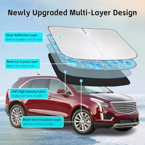 Windshield Sun Shade for Cadillac XT5 2017-2026 Sunshade - Image 3