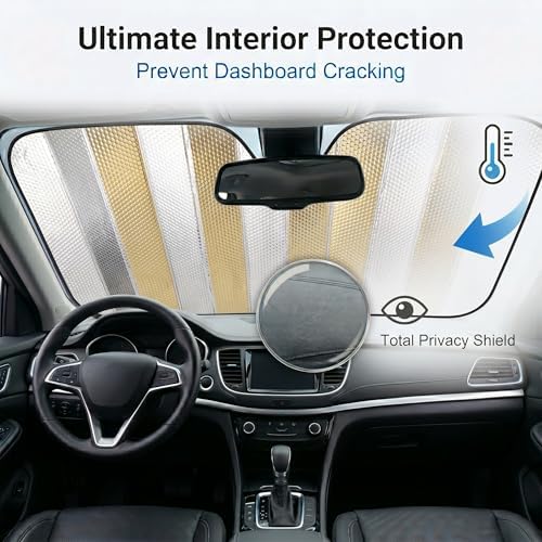 1 PC Car Windshield Cover, Foldable Sunshade for Front Window, Reflective Heat & Privacy Protection, Universal for Most Cars, Trucks, SUVs (Silver) - Image 6