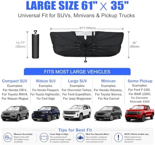 Car Windshield Sun Shade Umbrella Universal for Truck & Large SUV - Image 3