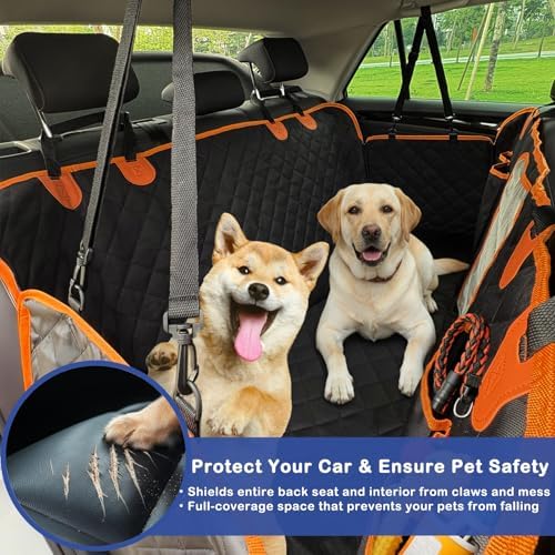 Dog Car Seat Cover, 600D Oxford Fabric, Waterproof Anti-Slip Hammock | Heavy Duty Pet Seat Protector with Side Flaps,Scratch Resistant for Back Seats,Fits Most Cars,Trucks and SUVs - Image 2