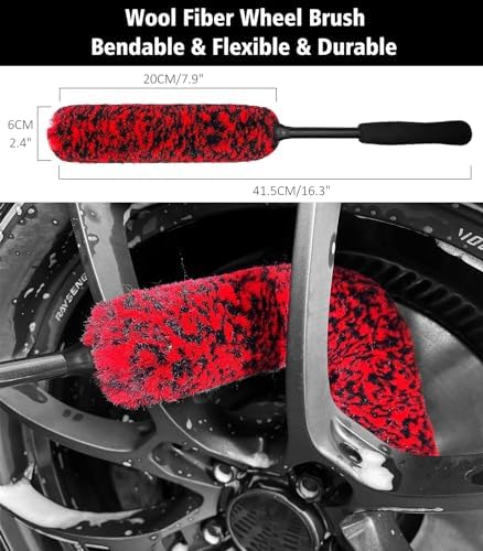 YeewayVeh Wheel Cleaning Kit, 5Pack Bendable Rim Cleaner, Red - Image 3