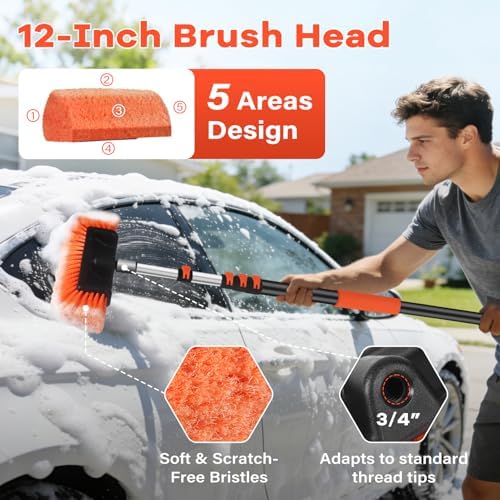 Car Wash Brush with Long Handle,Car Clean Kit with Extension Pole - Image 2