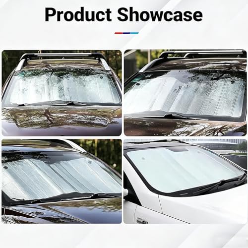 Car Windshield Sun Shade, Double Thickening Bubble Sun Shade, Foldable Front Window Sunshade with Suction Cups, UV-Blocking Sun Visor, Keeps Vehicle Cool for Most Cars SUVs (55"x27.5") - Image 2