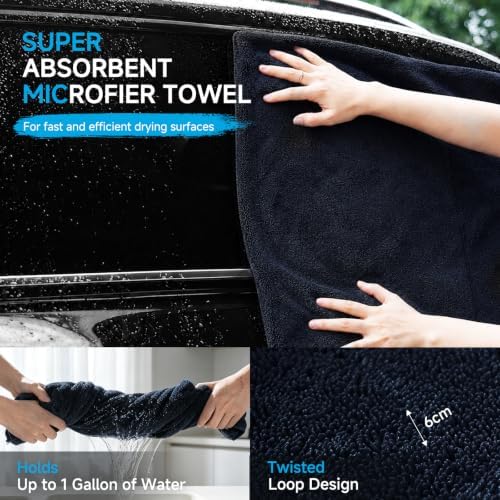 TTRCB 2 Pack Car Drying Towels, 48" x 24" Extra Large Microfiber Towels for Cars, Ultra-Absorbent 70/30 Blend, 1400 GSM, Streak Free, Twisted-Loop Drying Towels Car Detailing for SUV, RV, Truck - Image 3