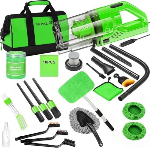30pcs Car Cleaning Kit, Car Interior Detailing Kit with High Power Handheld Vacuum, Detailing Brush Set, Windshield Cleaner, Cleaning Gel, Complete Auto Accessories for Men, Women by Viewsun