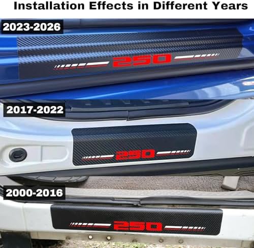 Car Door Sill Protectors for Ford F-250 F250 Super Duty（RED, Fit for F250） | Thick Carbon Fiber Door Sill Scuff Plate Cover， Anti-Scratch Door Entry Guard，Car Door Decoration ，Cover Scratches - Image 2