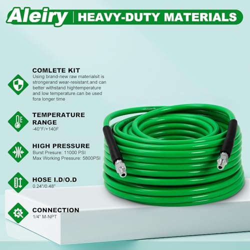 Sewer Jetter Kit for Pressure Washer,Water Jet Drain Cleaning Hose with Corner Rotating Button Spring Nose 1/4" NPT Sewer Cleaning Tool High-Pressure Nozzles,5800 PSI 150 FT - Image 2