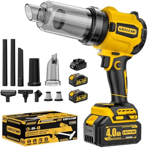 6-in-1 Cordless Car Vacuum, 21V 8000mAh Car Vacuum Cleaner High Power, 50KPA Suction & Blower, 700W Brushless Car Vacuum Portable Cordless for Home, Car, Pet Hair, Keyboard by VotlemiDirect