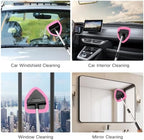 Qydipclin 7pcs Windshield Cleaner Tool Car Window Cleaning Wash Kit with 4 Reusable Microfiber Pads 1 Spray Bottle and Extendable Handle Auto Glass Wiper Kit, Pink - Image 5